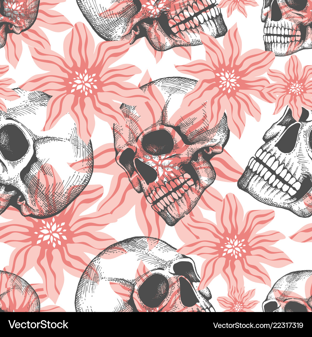 Fashion seamless pattern with hand drawn sculls Fashion seamless pattern with hand drawn sculls vector image