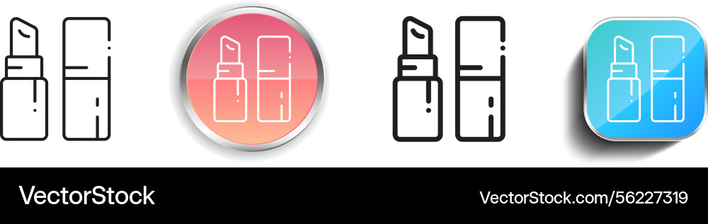 Lipstick icon thin linear regular and button Lipstick icon thin linear regular and button Vector Image