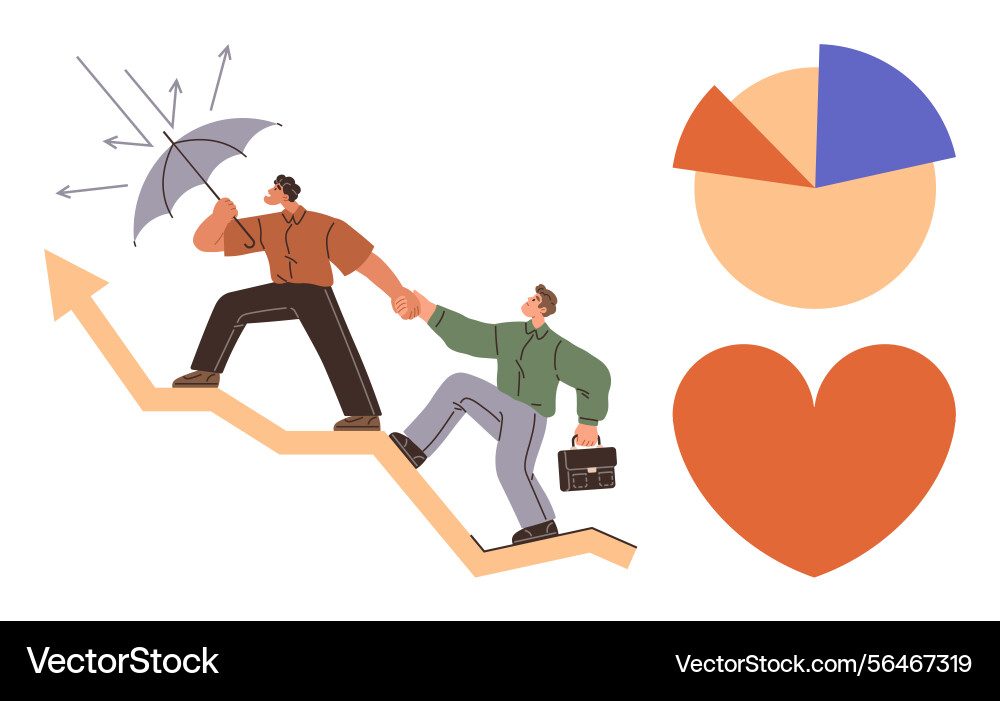 Teamwork and support on a path to success Teamwork and support on a path to success Vector Image