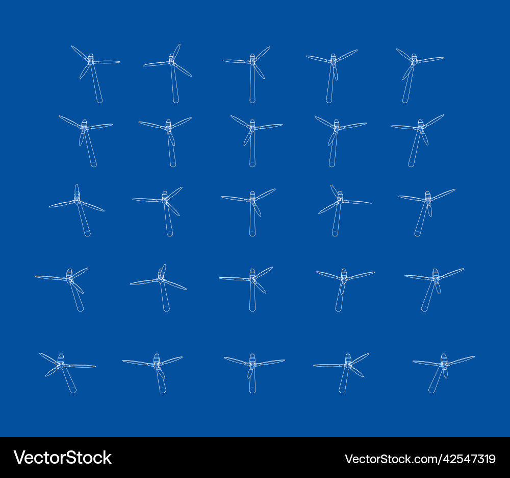 Wind turbines rendering of 3d vector image