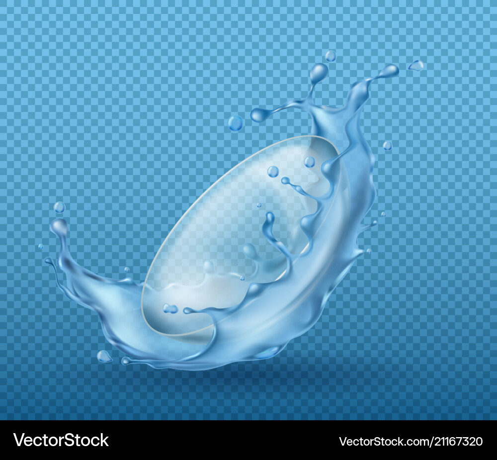 3d realistic contact lenses splashing 3d realistic contact lenses splashing vector image
