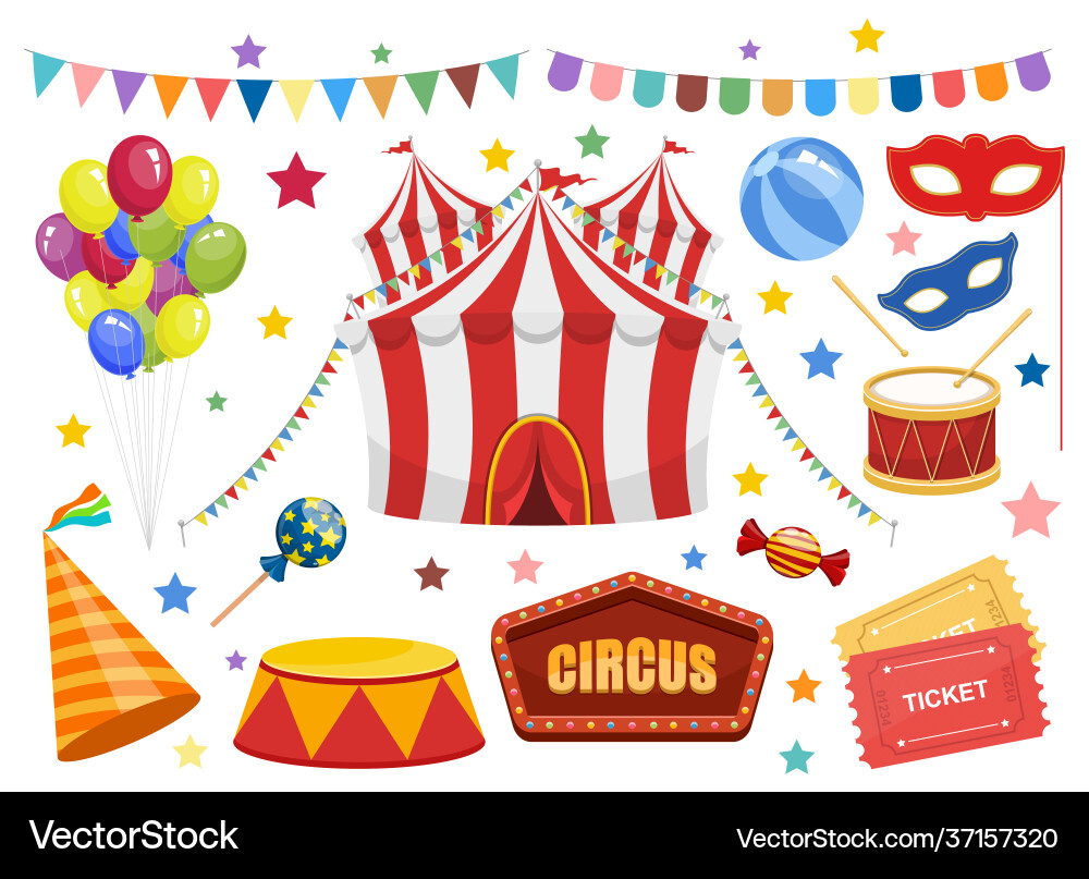 Circus elements clipart design set Royalty Free Vector Image