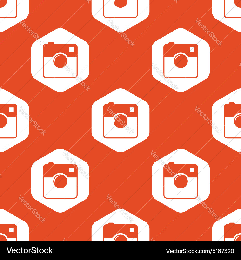Orange hexagon square camera pattern vector image