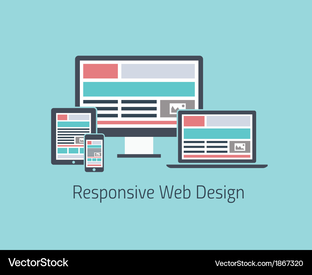 Responsive Website Icons - Flat Style vector image