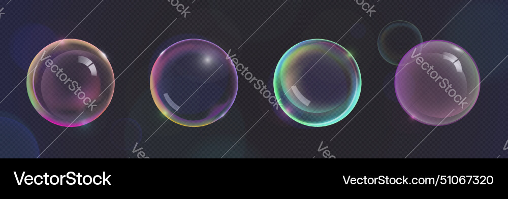 Soap bubbles set on transparent background Vector Image
