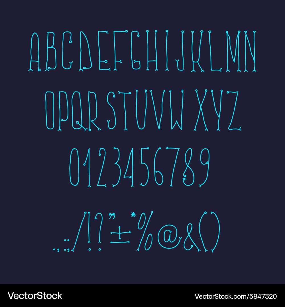 Type letters numbers and punctuation marks hand vector image