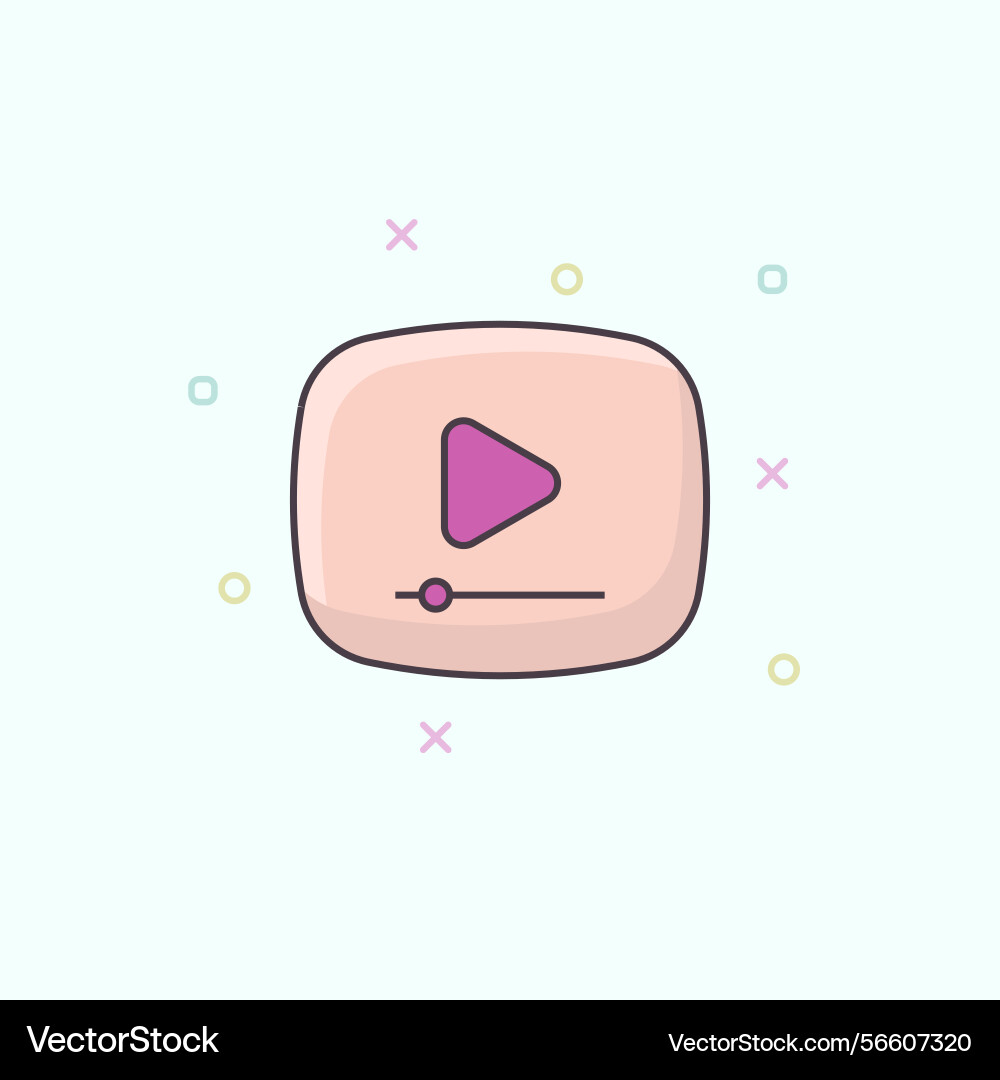 Video player ui icon with cute simple play line Vector Image