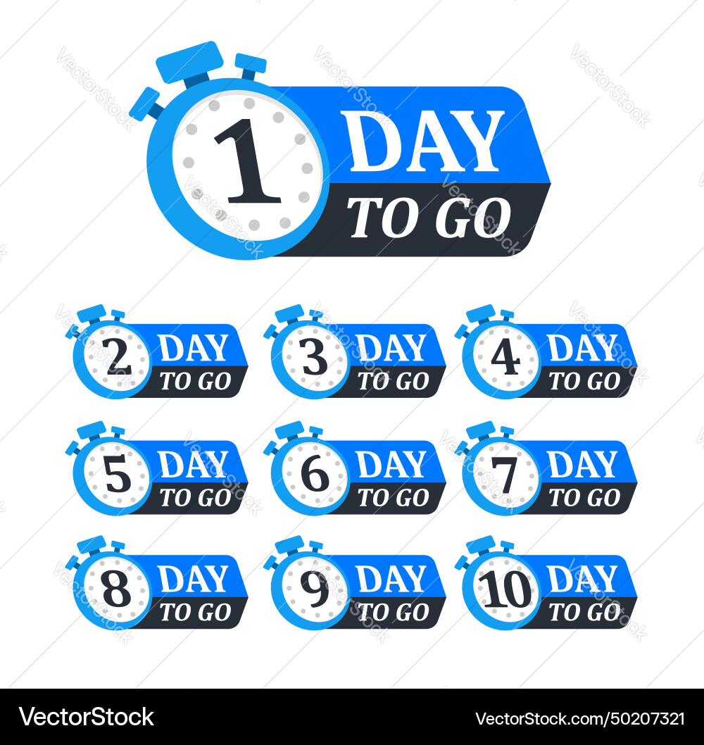 Collection of countdown badges showing numbers 1 vector image