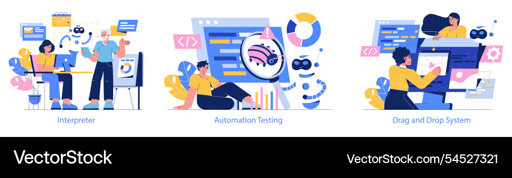 Development process automation flat Vector Image
