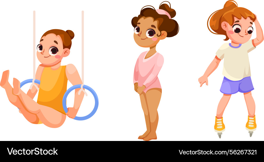 Dynamic young gymnasts displaying a vast array Dynamic young gymnasts displaying a vast array vector image
