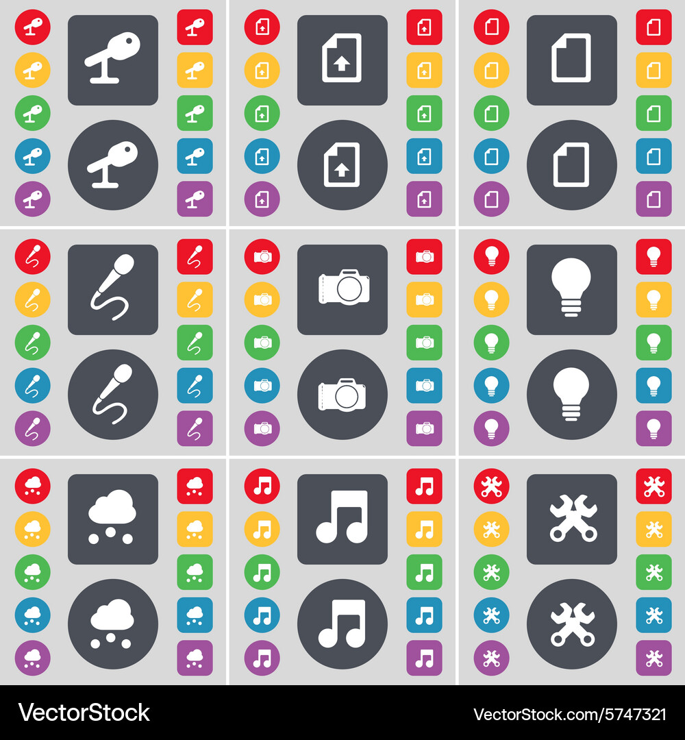 Microphone upload file camera light Vector Image