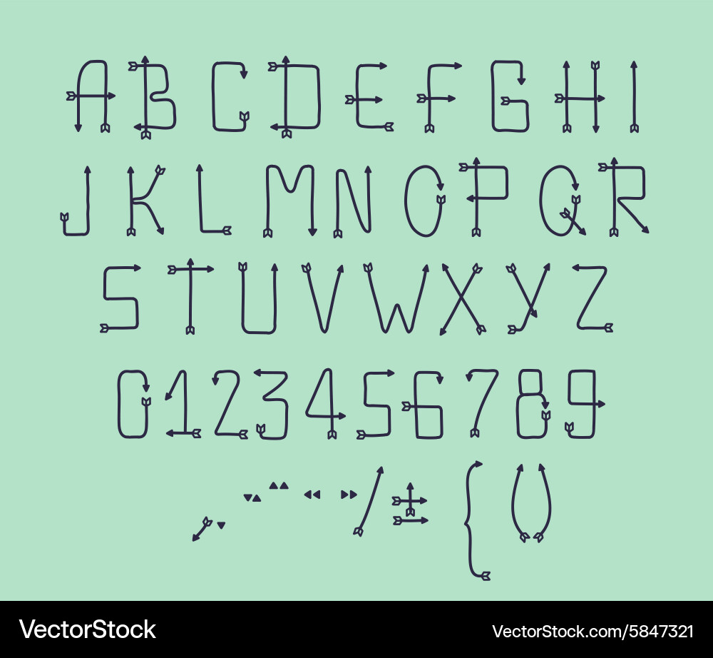 Type letters numbers and punctuation marks hand vector image
