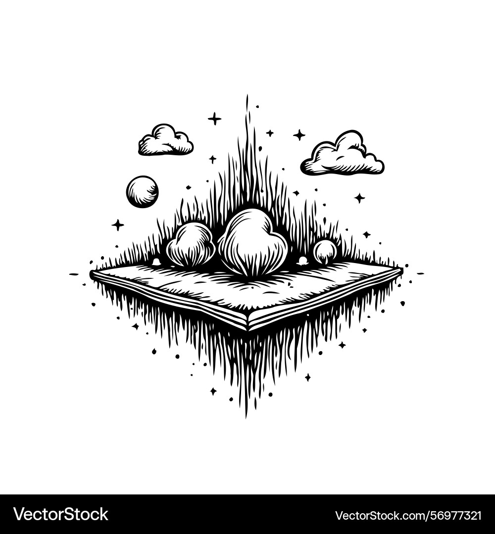 Whimsical floating island with abstract elements Vector Image
