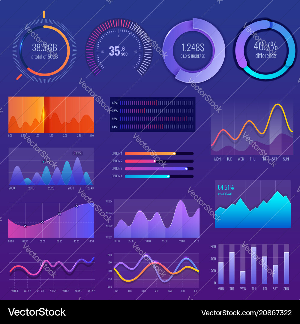 3D Chart Data Analysis Diagram vector image
