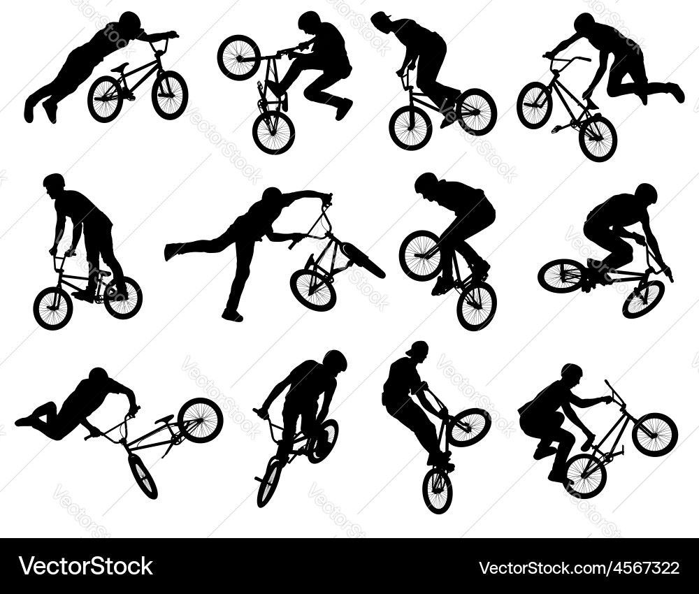 BMX Stunt Silhouettes Vector Image