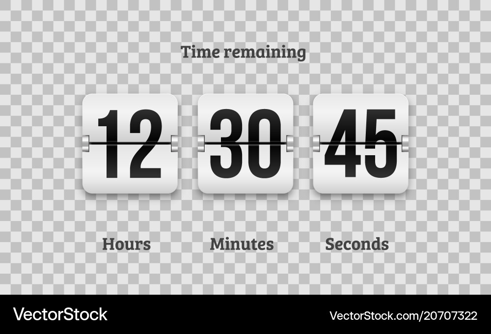 Countdown clock flip counter digital timer vector image