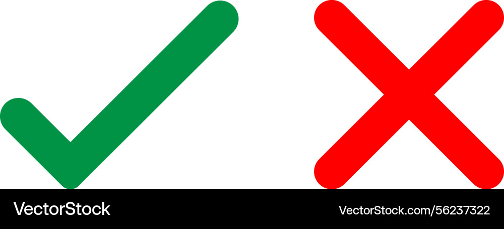 Cross and check mark icon set Cross and check mark icon set vector image