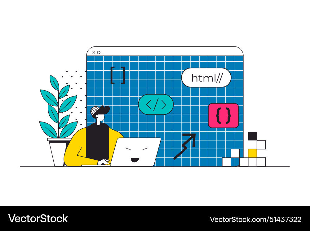 Devops outline web concept in modern flat line Devops outline web concept in modern flat line Vector Image