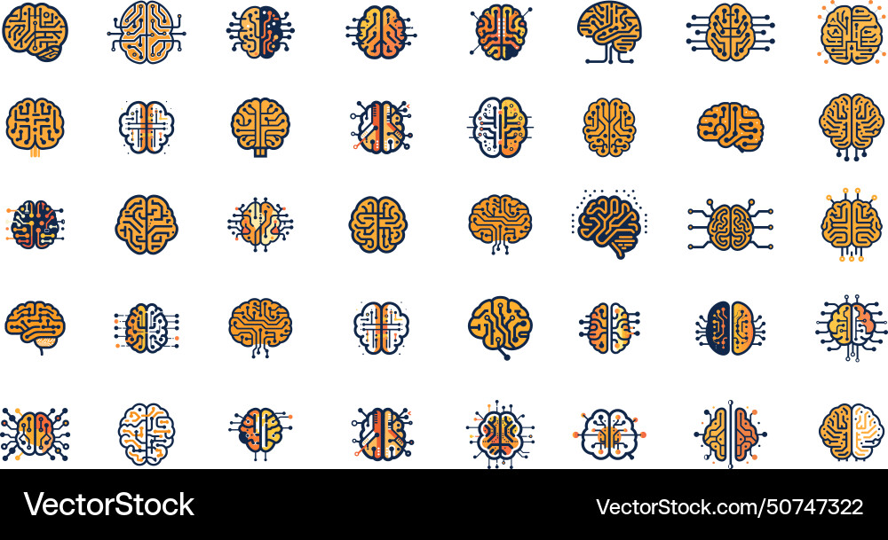 Digital brain logos set artificial Digital brain logos set artificial vector image