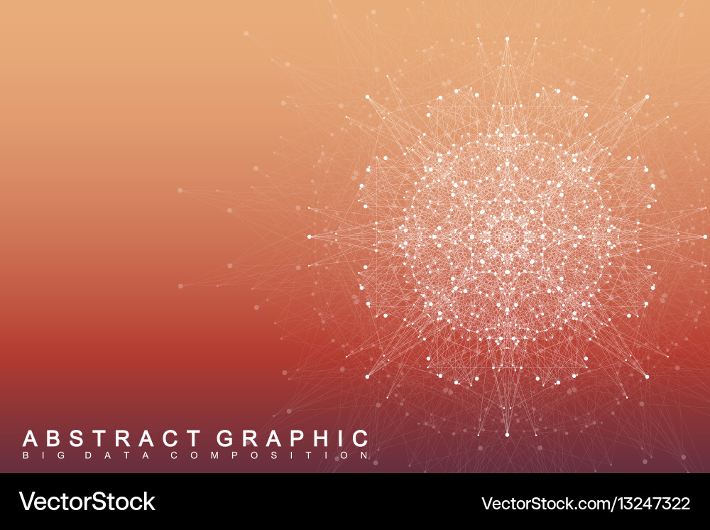 Fractal element with connected lines and dots big Vector Image