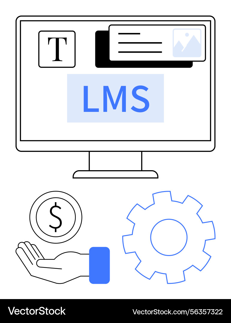 Learning management system interface with money Learning management system interface with money Vector Image