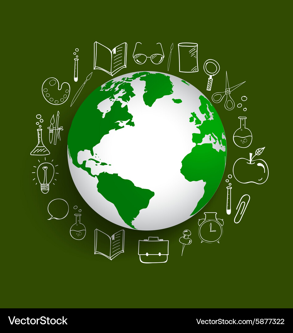 Modern globe with application icon template Vector Image