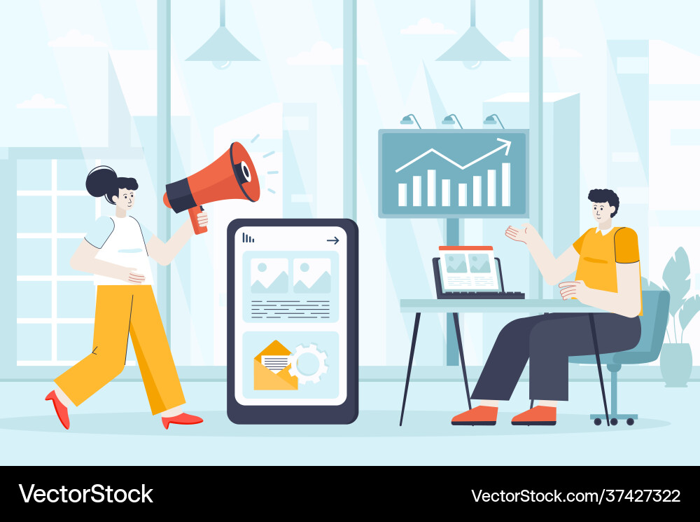 Outbound marketing concept in flat design Outbound marketing concept in flat design vector image