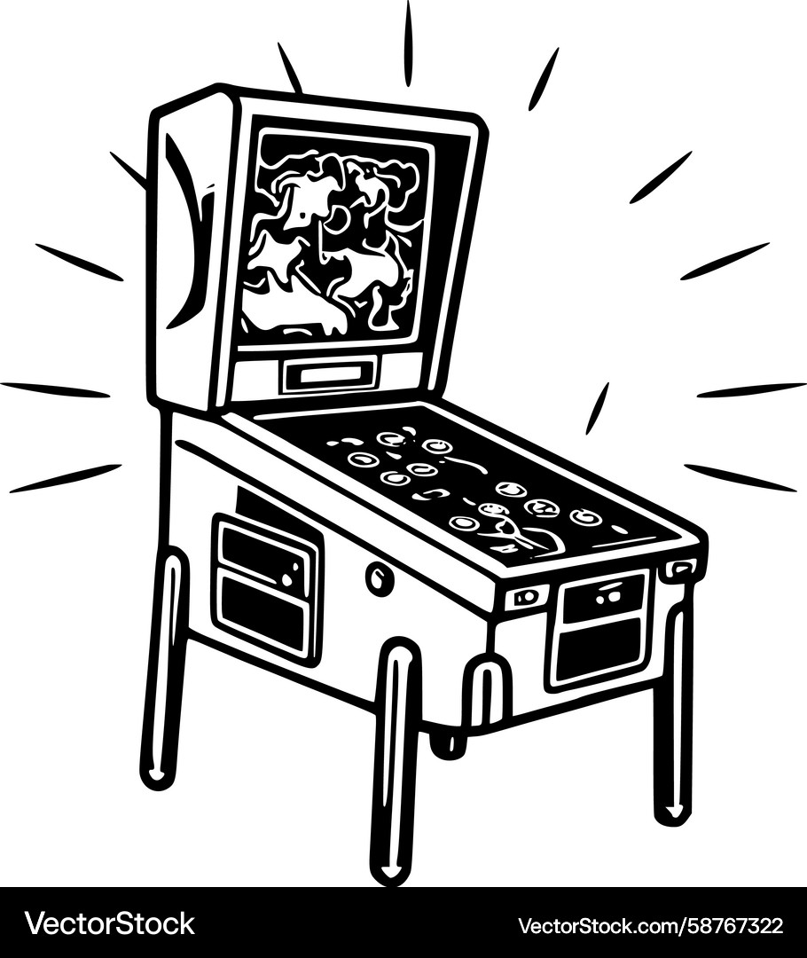 Retro Pinball Machine Line Art – Royalty-Free Vector | VectorStock
