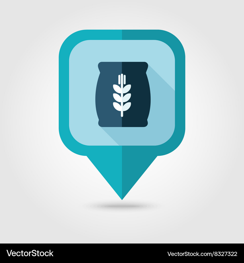 Sack of grain flat pin map icon pointer Vector Image