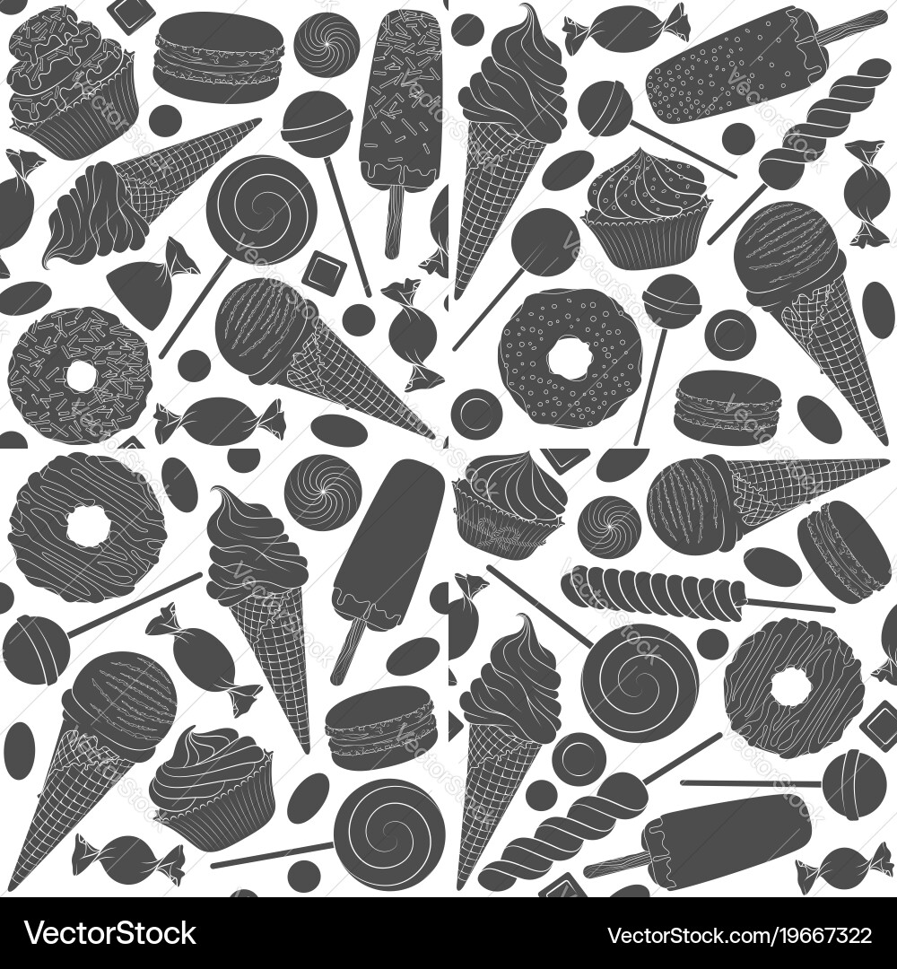Set of seamless patterns with sweets vector image
