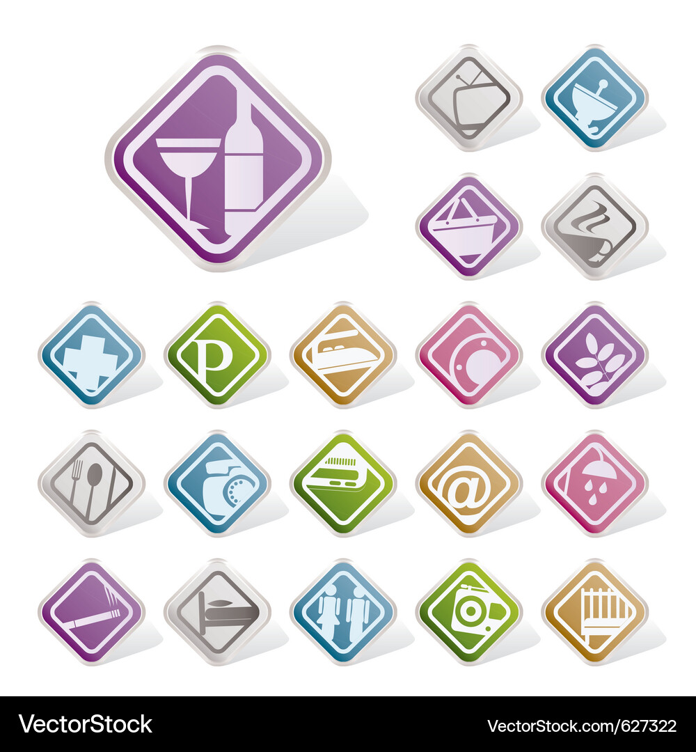 Simple hotel and motel objects Vector Image