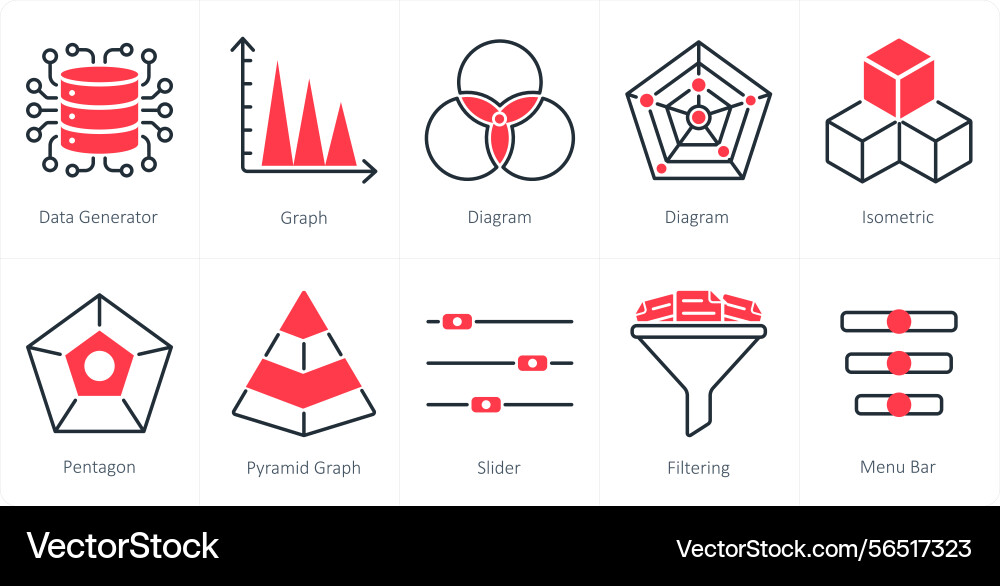 A set of 10 diagram icons as data generator graph Vector Image