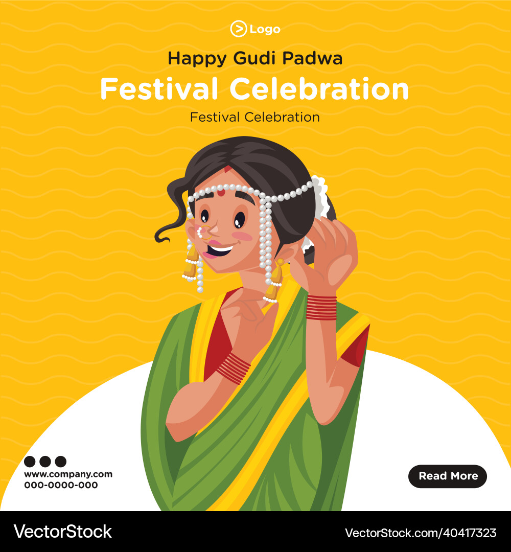 Banner design of happy gudi padwa vector image