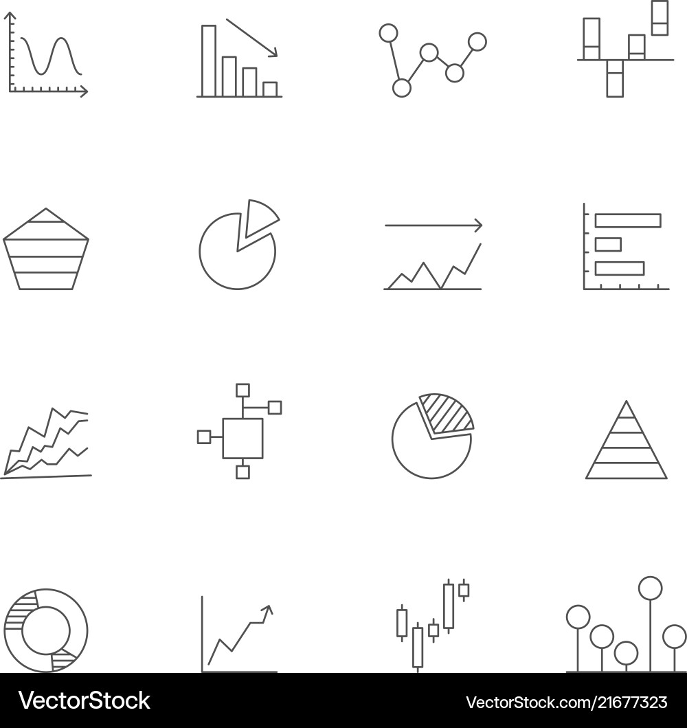 Business Chart Icons - Linear Set vector image