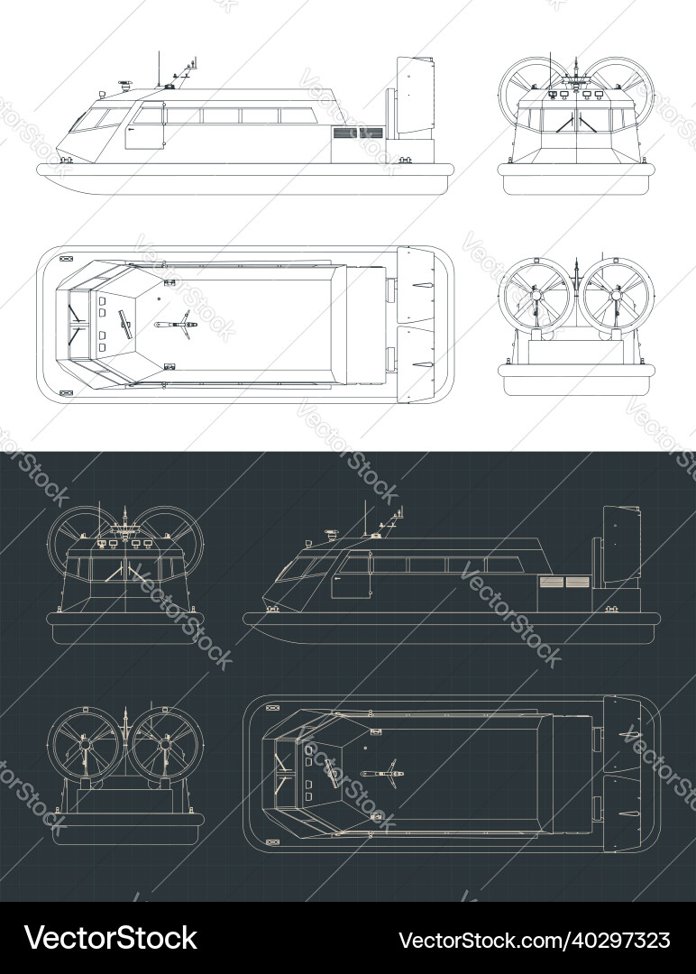 Hovercraft blueprints Vector Image