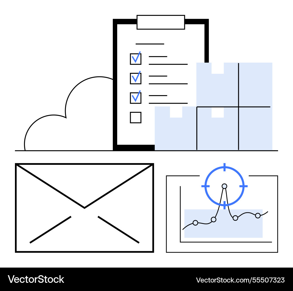 Logistics and task management with checklist Logistics and task management with checklist Vector Image