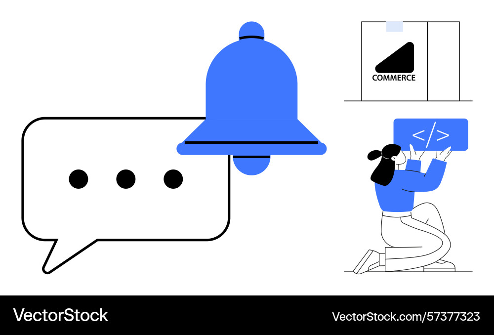 Notification alert with chat bubble programmer Notification alert with chat bubble programmer vector image