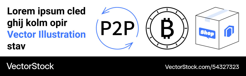 Peer-to-peer cryptocurrency transactions with e Peer-to-peer cryptocurrency transactions with e vector image