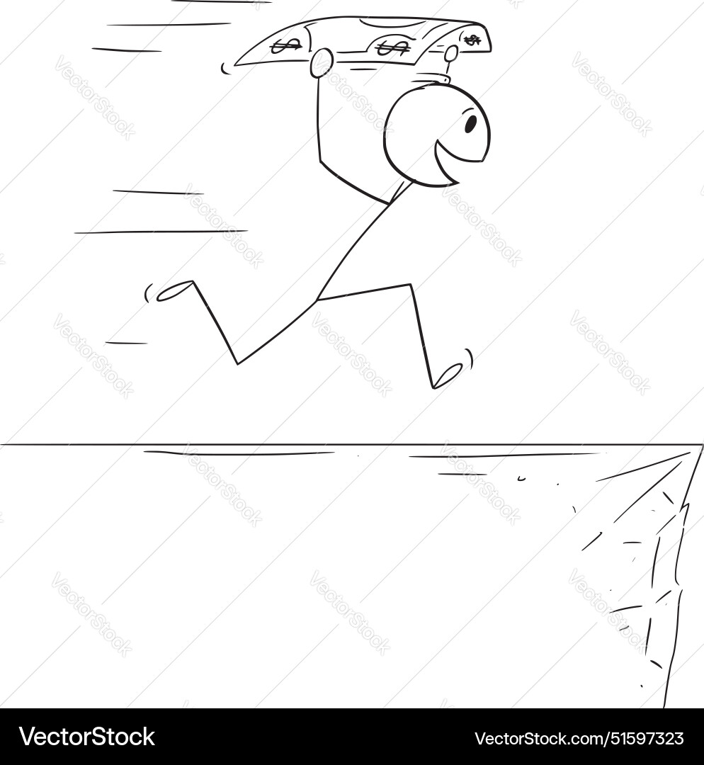 Person die versucht mit Dollar Bill Cartoon fliegen Person die versucht mit Dollar Bill Cartoon fliegen vektorbild