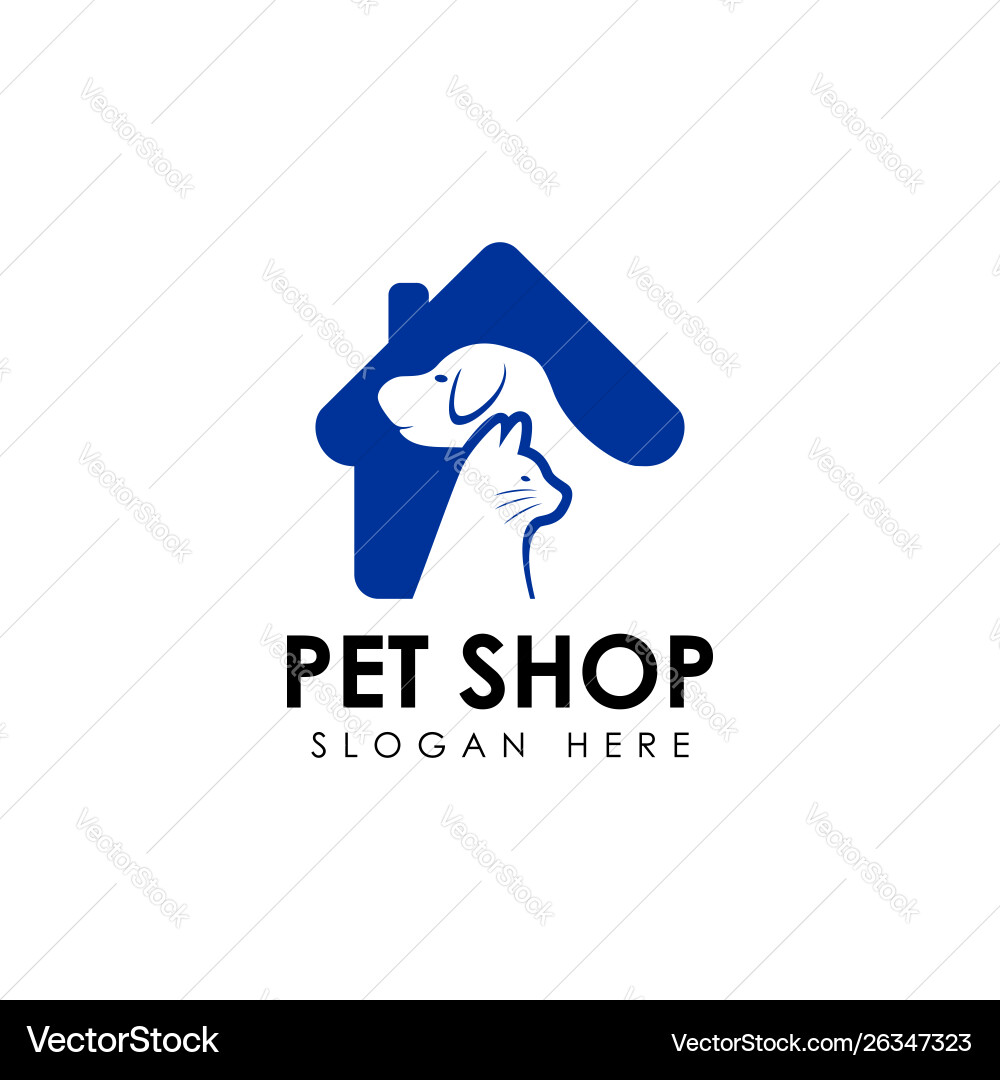 Pet Shop Logo Template - Animal & Home Vector Image