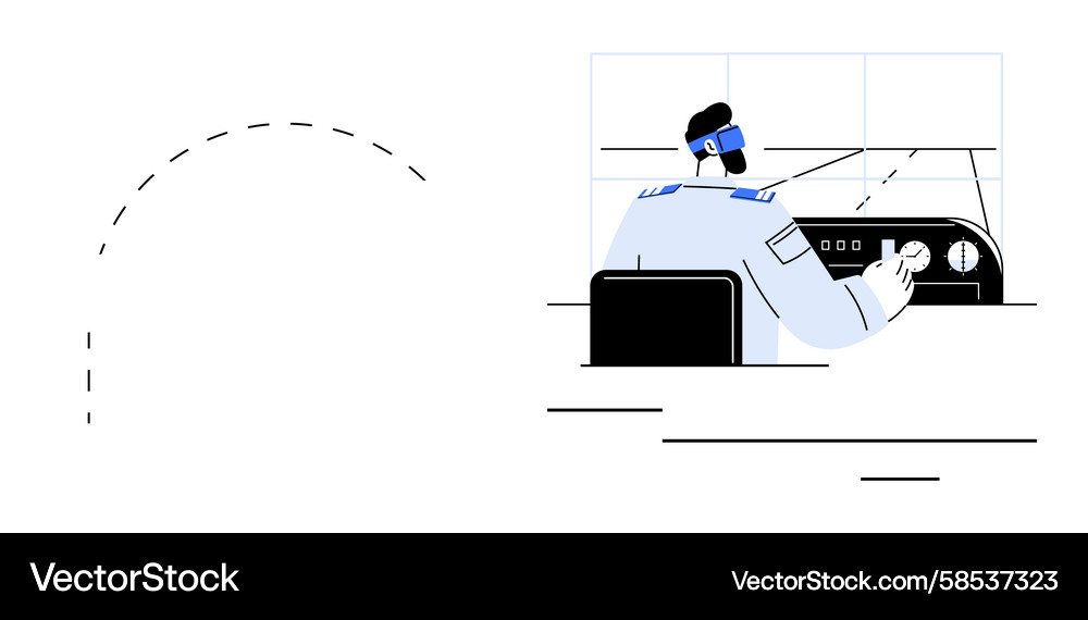 Pilot Operating Cockpit Controls Vector Image
