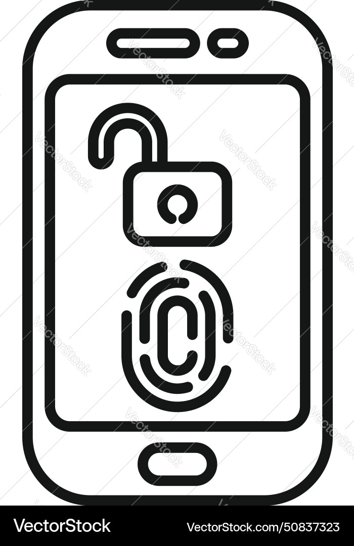 Secure fingerprint access icon outline Vector Image