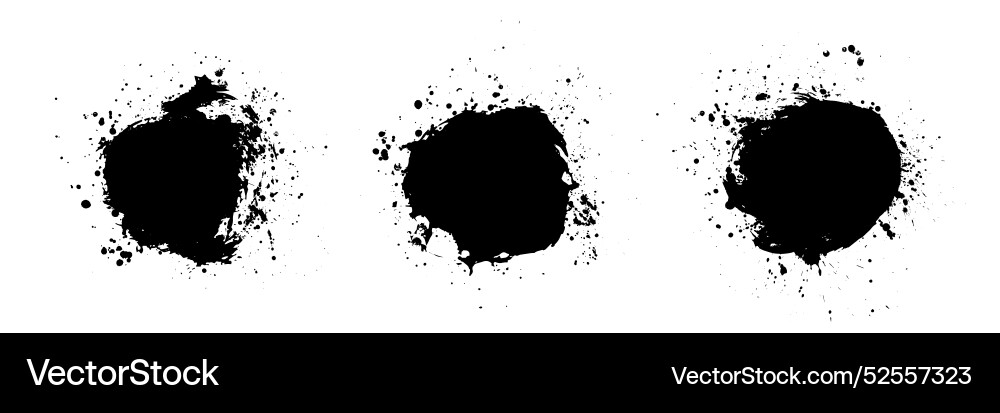 Set of round frames with black paint splashes Vector Image