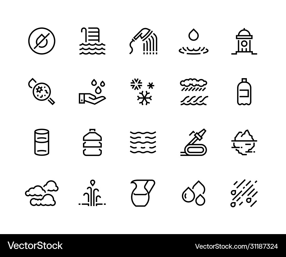Aqua Line Icons Wasser und Flüssigkeiten in Behältern Aqua Line Icons Wasser und Flüssigkeiten in Behältern vektorbild