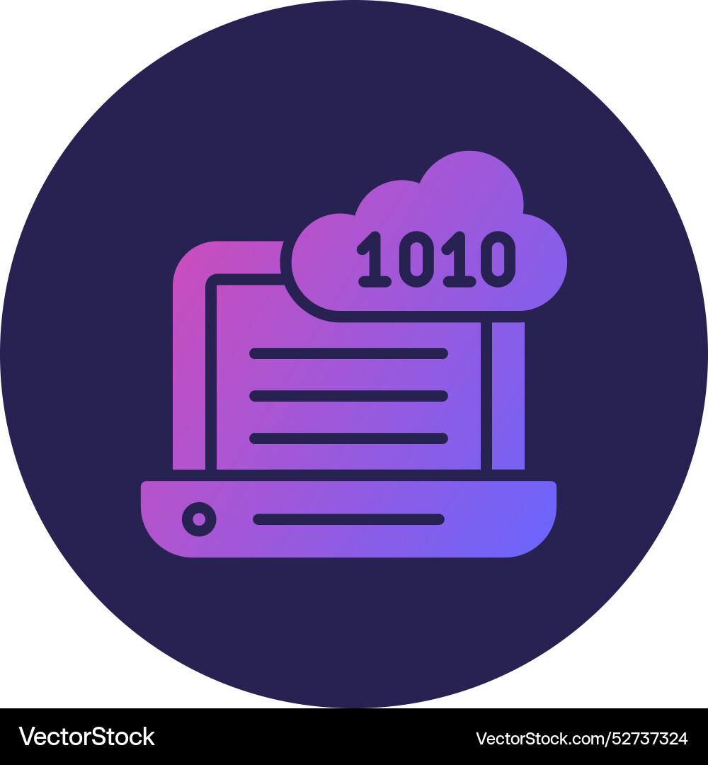 Binary code glyph circle gradient icon Vector Image