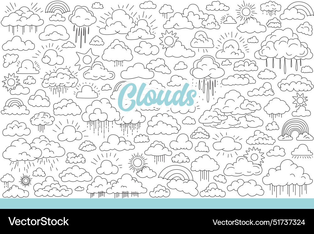 Clouds of different sizes float in sky vector image