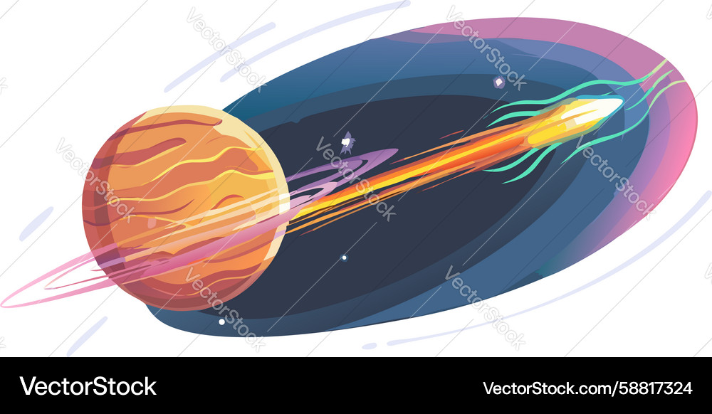 Fiery comet meteor abstract art design generative Vector Image