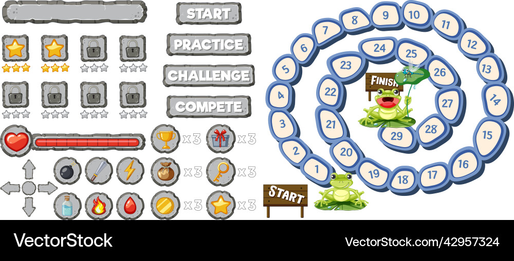 Game element template design set Royalty Free Vector Image