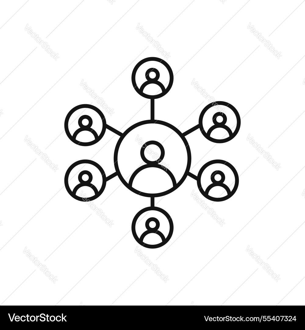 Network Chart Icon - Line Style Vector Image