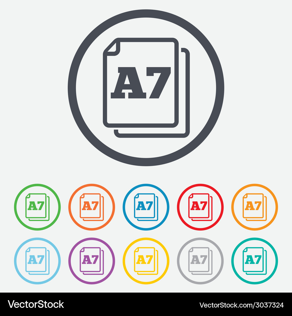 Paper size a7 standard icon document symbol Vector Image